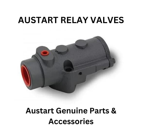 Austart relay valve, a genuine part and accessory, displayed with a black body and red accents